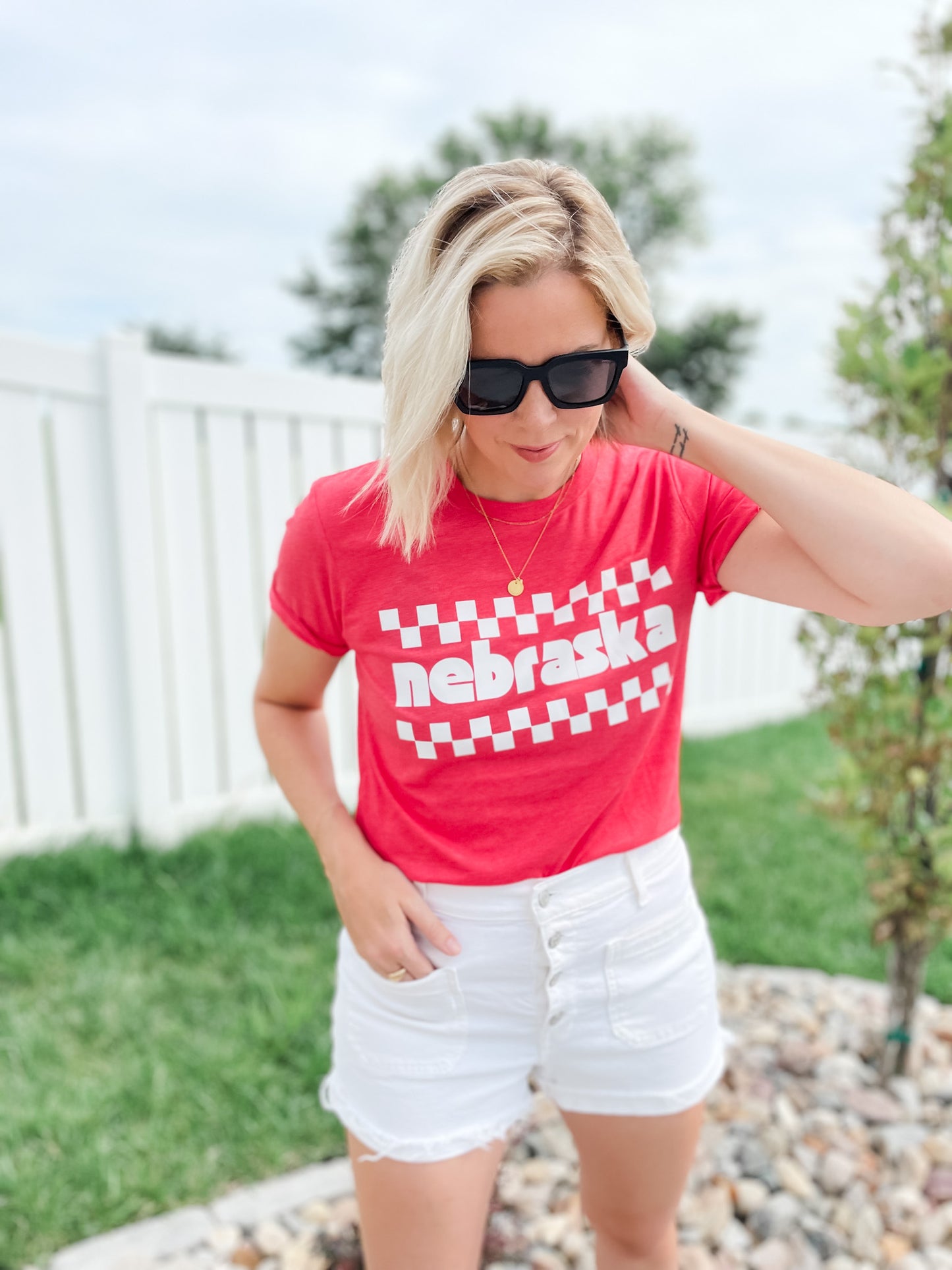 Nebraska Checker Tee - ADULT